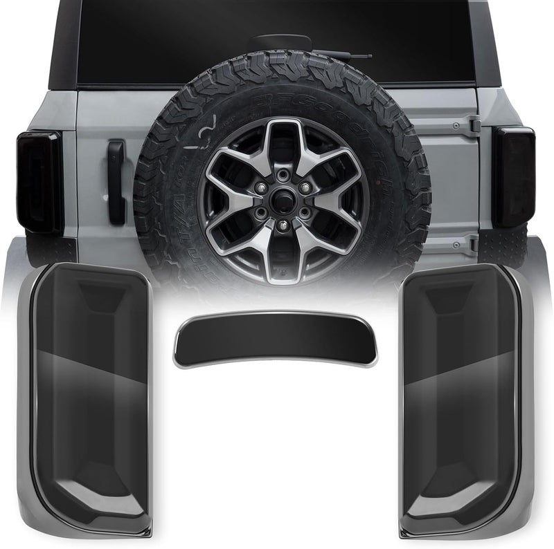 LitMiRaCle Tail Light Covers & 3rd Brake Light Cover for Bronco 2021+ Badlands/Outer Banks/Wildtrak/Heritage Limited/Everglades 2/4 Doors(Only LED Light), Not for Base/Big Bend/Black Diamond/Raptor - Image 1